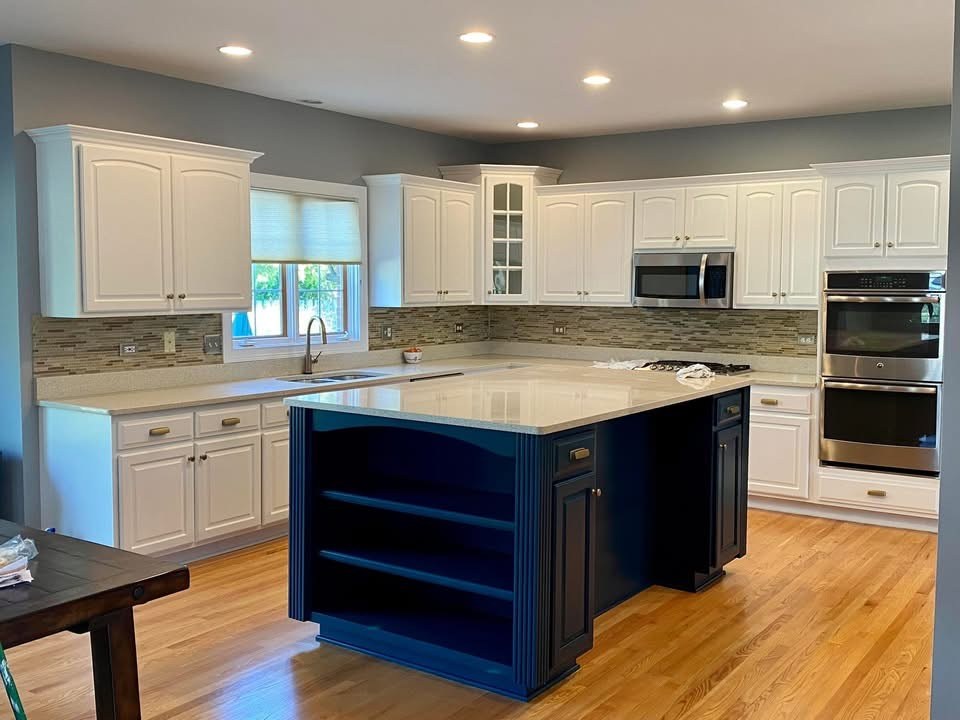 Kitchen after cabinet painting side view